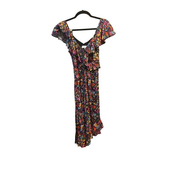 Lost + Wander Sleeveless Flora Garden Asymmetric Hem Ruffled Midi Dress XS - Picture 6 of 11